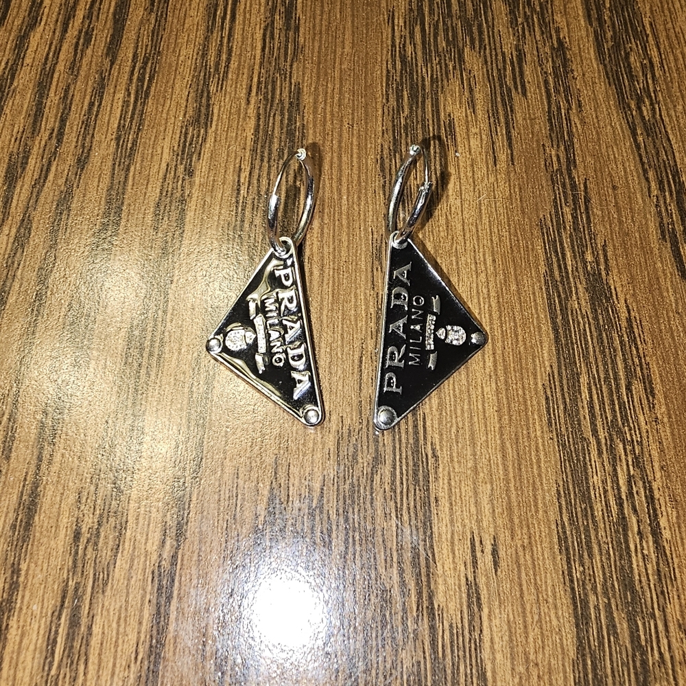 Reworked black triangle earrings